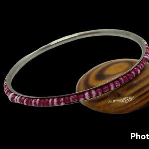 Pink pebble beaded bracelet‎ thin